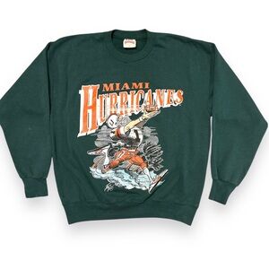 NUTMEG MILLS University of Miami Hurricanes Crew Neck Sweatshirt Jack Da…